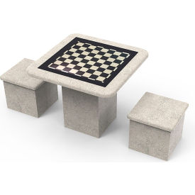 Palmer Hamilton Getzen 36 Square Checkerboard Game Table Pedestal Set w/ Two Stools SB6 Sandblast OF-T7102OF-T6060-SB6