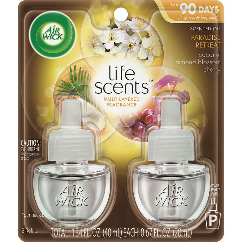 Air Wick Life Scents Scented Oil Warmer Refills, 0.67 Oz, Paradise Retreat, 2 Refills Per Pack, Carton Of 6 Packs MPN:91110CT