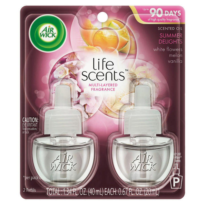 Air Wick Scented Oil Warmer Refills, 0.67 Oz, Summer Delights, 2 Refills Per Pack, Carton Of 6 Packs MPN:91112CT