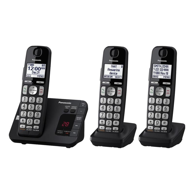 Panasonic DECT 6.0 Expandable 3-Handset Digital Cordless Phone System With Digital Answering Machine, KX-TGE433B MPN:KX-TGE433B
