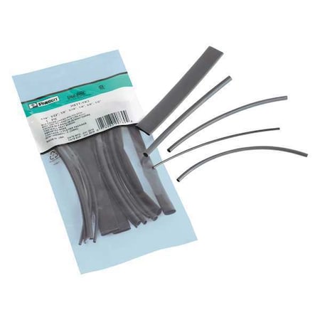 Heat Shrink Tube Kit, Thin Wall, 2:1 I.D. Shrink Ratio, Black, 6 in MPN:HSTT-YK2