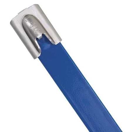 Cable Tie, 14-1/2 in L, 4 in Max Bundle Dia., Blue, 316 Stainless Steel, 250 lb Strength, 50 PK MPN:MLTFC4H-LP316BU