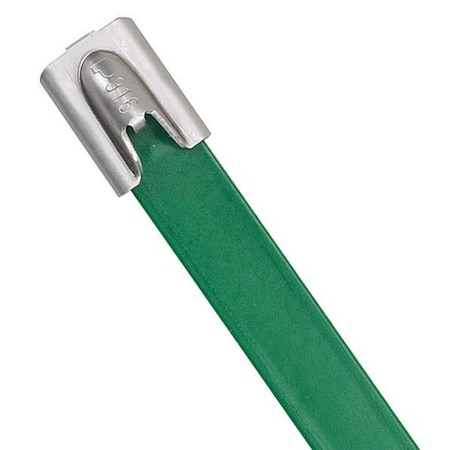 Cable Tie, 14-1/2 in L, 4 in Max Bundle Dia., Green, 316 Stainless Steel, 250 lb Strength, 50 PK MPN:MLTFC4H-LP316GR