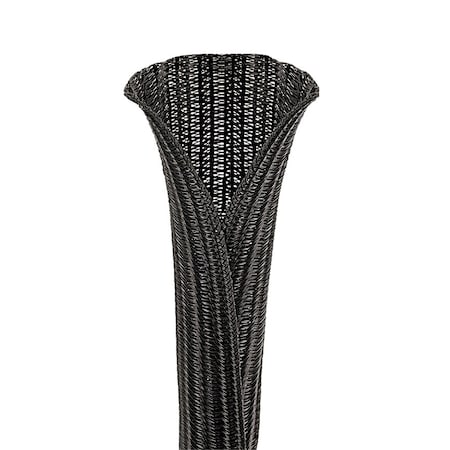 Braided Cable Sleeve, 1-1/4 in Inside Dia., 1-1/4 in Max Bundle Dia., 75 ft, Black MPN:SE125PSFR-LQR0