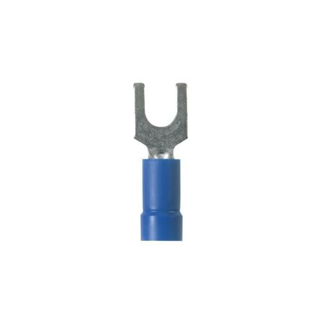 Fork Terminal, #10 Stud Size, 14 AWG, Vinyl Insulated, Blue, 50 PK MPN:EV14-10FB-L