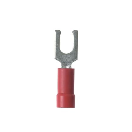 Fork Terminal, #6 Stud Size, 18 AWG, Vinyl Insulated, Red, 25 PK MPN:EV18-6LFB-Q