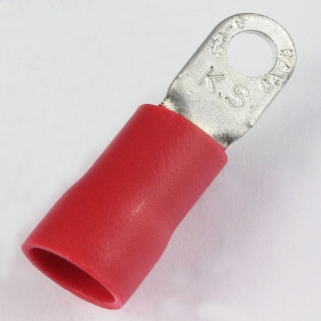 Ring Terminal, #8 Stud Size, 8 AWG, 600 V, Vinyl Insulated, Red, 25 PK MPN:EV8-8R-Q