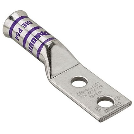 One-Hole Compression Lug, 4/0 AWG Max, 1 to 2 in Stud, Long Barrel, Copper, Yellow MPN:LCCF4/0-12-X