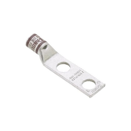 Two-Hole Compression Lug, 8 AWG Max, 1/4 in Stud, Standard Barrel, Copper, Red MPN:LCDX8-14A-L
