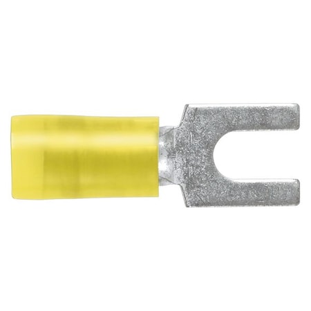 Fork Terminal, 1/4 in Stud Size, 10 AWG, 600 V, Nylon Insulated, Yellow, Crimp Termination Only MPN:PN10-14F-L