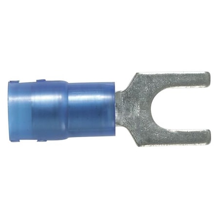 Fork Terminal, #8 Stud Size, 14 AWG, 600 V, Nylon Insulated, Blue, Crimp Termination Only, 100 PK MPN:PN14-8F-C