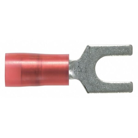 Fork Terminal, #10 Stud Size, 18 AWG, 600 V, Nylon Insulated, Red, Crimp Termination Only, 100 PK MPN:PN18-10F-C