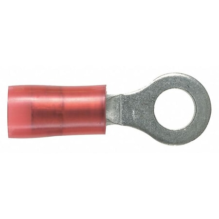 Ring Terminal, 1/4 in Stud Size, 18 AWG, 600 V, Nylon Insulated, Red, Crimp Termination Only MPN:PN18-14R-C