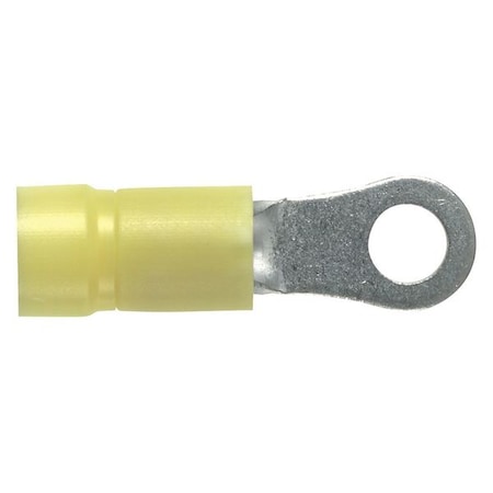 Ring Terminal, 1/4 in Stud Size, 10 AWG, 600 V, Vinyl Insulated, Yellow, Crimp Termination Only MPN:PV10-14R-L