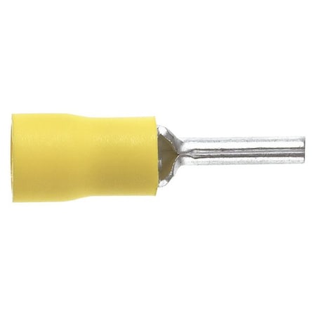 Pin Terminal, 10 AWG, 600 V, Vinyl Insulated, Yellow, Crimp Termination Only, 500 PK MPN:PV10-P55-DYY