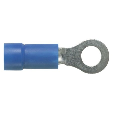Ring Terminal, #10 Stud Size, 14 AWG, 600 V, Vinyl Insulated, Blue, Crimp Termination Only, 1000 PK MPN:PV14-10R-M
