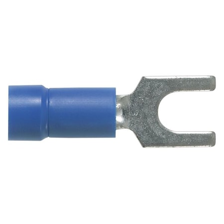 Fork Terminal, #8 Stud Size, 14 AWG, 600 V, Vinyl Insulated, Blue, Crimp Termination Only, 100 PK MPN:PV14-8F-C