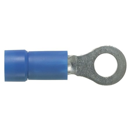 Ring Terminal, #8 Stud Size, 14 AWG, 600 V, Vinyl Insulated, Blue, Crimp Termination Only, 100 PK MPN:PV14-8R-C