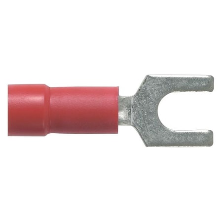 Fork Terminal, #8 Stud Size, 16 AWG, 600 V, Vinyl Insulated, Red, Crimp Termination Only, 100 PK MPN:PV18-8F-CY