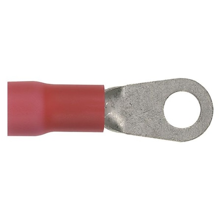Ring Terminal, 1/4 in Stud Size, 8 AWG, 600 V, Vinyl Insulated, Red, 25 PK MPN:PV8-14R-QY