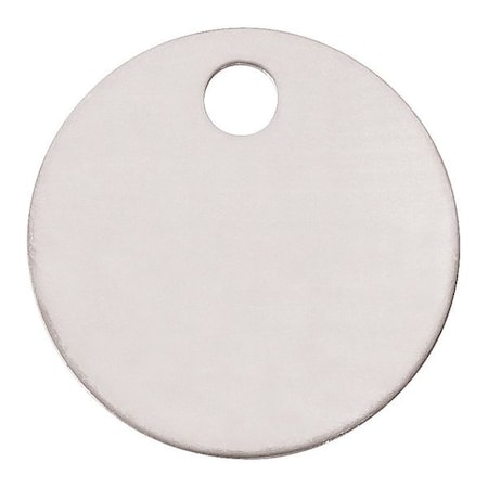 Marker Tag, 304 Stainless Steel, 1 1/2 in H x 1 1/2 in W, Silver, Circle, 25 PK MPN:MT150D-Q
