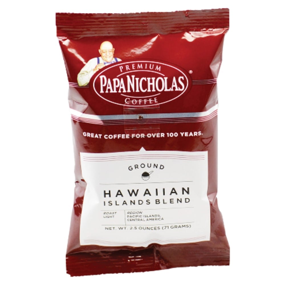 PapaNicholas Coffee Single-Serve Coffee Packets, Hawaiian Islands Blend, 2.5 Oz Per Bag, Carton Of 18 (Min Order Qty 2) MPN:PCO25181