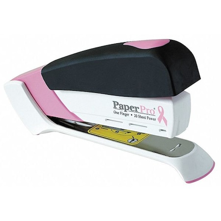 InCourage Spring-Powered Desktop Stapler, Breast Cancer Awareness, 20-Sheet Capacity, Pink/Gray MPN:ACI1188