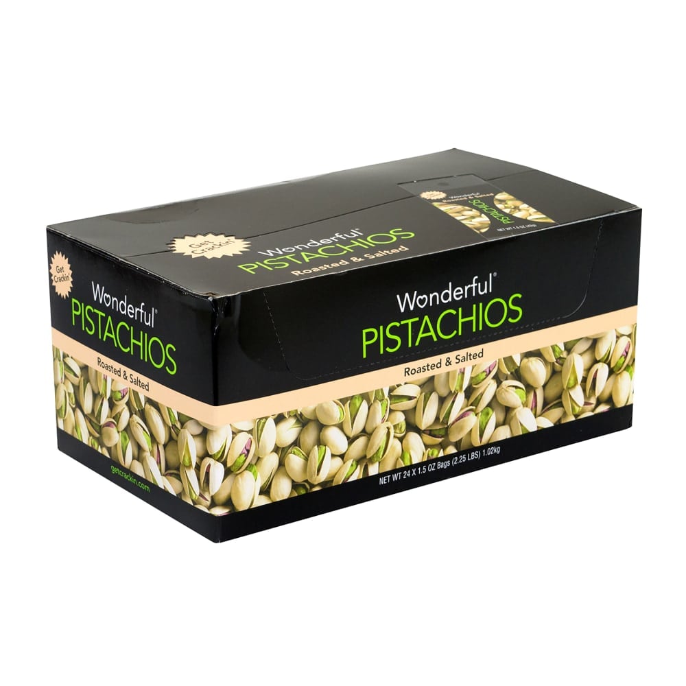 Wonderful Roasted And Salted Pistachios, 1.5 Oz, Pack Of 24 Bags MPN:91186