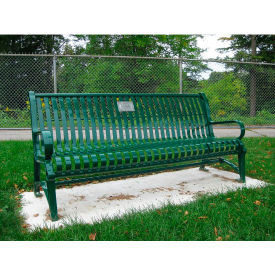 PARIS Site Furnishings Terraza 6' Bench with Back Vertical Steel Slats Moss Green 460-024-F05 GREEN