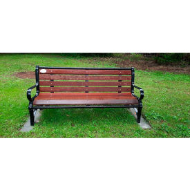 PARIS Site Furnishings Terraza 6' Bench with Back Pau Lope Wood Slats Black 460-250PL-F06 BLACK