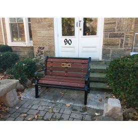 PARIS Site Furnishings Terraza 4' Bench with Back Pau Lope Wood Slats Black 460-299PL-F06 BLACK