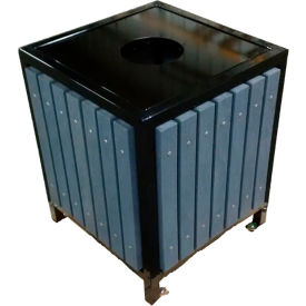 PARIS Site Furnishings Regency Litter Receptacle Steel Frame Recycled Gray Slats Lid 20 Gallon 461-302RGY-F06 BLACK