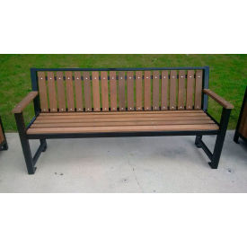 PARIS Site Furnishings Regency 6' Bench with Back Pau Lope Wood Slats Black 460-018PL-F06 BLACK