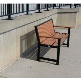 PARIS Site Furnishings Regency 6' Bench with Back Recycled Cedar Plastic Slats Black 460-307RCD-F06 BLACK