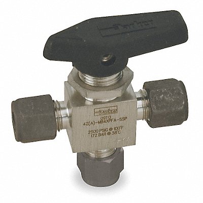 SS Ball Valve 3-Way Comp 3/8 in MPN:6Z-MB6XPFA-SSP