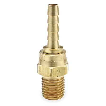 Hose Barb, 3/8 In Barb, 1/4 In MNPT, Brass MPN:125HBLSV-6-4