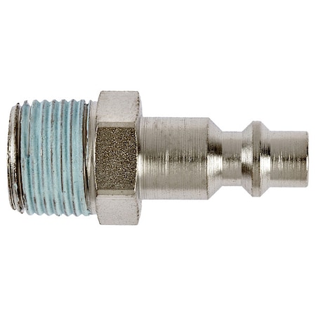 Quick Connect Plug, Industrial Interchange, 1/8 in Male NPTF, Brass, Nickel Plated MPN:21SFAN10MXN
