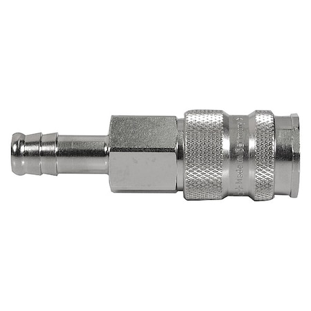 Quick Connect Socket, Industrial Interchange, 1/4 in Body, 3/8 in Hose Barb, Brass, Valved MPN:23KATF09MPN