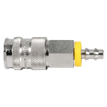 Quick Connect Socket, Industrial Interchange, 1/4 in Hose Barb x 1/4 in Body, Brass, Valve MPN:23KATP06MPN