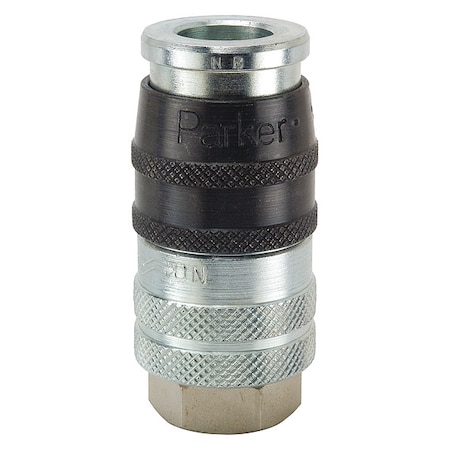 Quick Connect Hose Coupling Socket, Safety Vent, 3/4 in Body, 3/4 in FNPT, Steel MPN:EZ-751-12FP