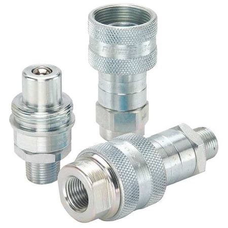 Hydraulic Quick Connect Hose Coupling Set, Steel Body, Ball Lock, 1/4