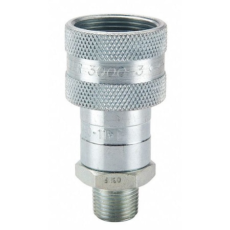 Hydraulic Quick Connect Hose Coupling, Steel Body, Sleeve Lock, 3/8