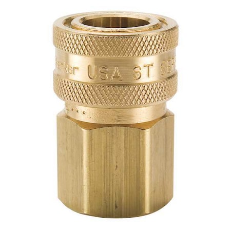 Hydraulic Quick Connect Hose Coupling, Brass Body, Sleeve Lock, 1/4