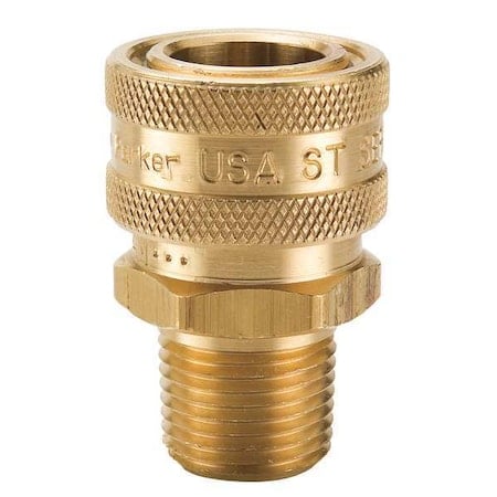 Hydraulic Quick Connect Hose Coupling, Brass Body, Sleeve Lock, 3/4