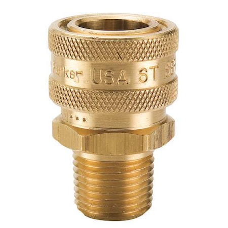 Hydraulic Quick Connect Hose Coupling, Brass Body, Sleeve Lock, 1