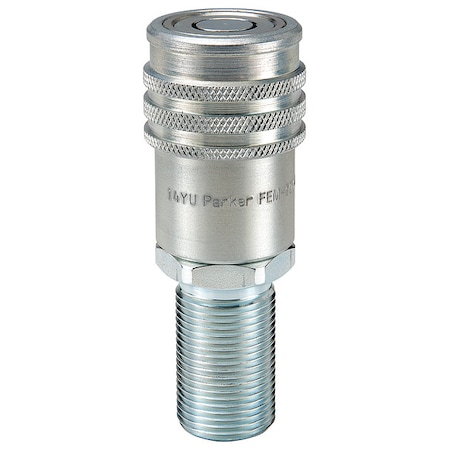 Hydraulic Quick Connect Hose Coupling, Steel Body, Push-to-Connect Lock, 9/16