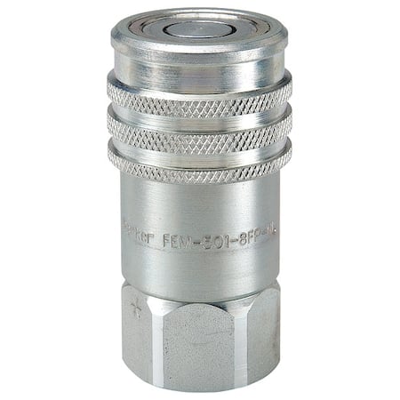 Hydraulic Quick Connect Hose Coupling, Steel Body, Push-to-Connect Lock, 7/8