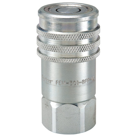 Hydraulic Quick Connect Hose Coupling, Steel Body, Push-to-Connect Lock, 1/2