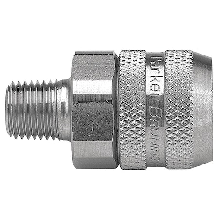 Hydraulic Quick Connect Hose Coupling, 316 Stainless Steel Body, Push-to-Connect Lock, FS Series MPN:FS-251-4MP