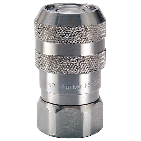 Hydraulic Quick Connect Hose Coupling, 316 Stainless Steel Body, Push-to-Connect Lock, FS Series MPN:FS-501-8FP-E47